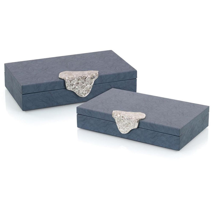 Boxes Gypsy Blue Leather Box I - Silver