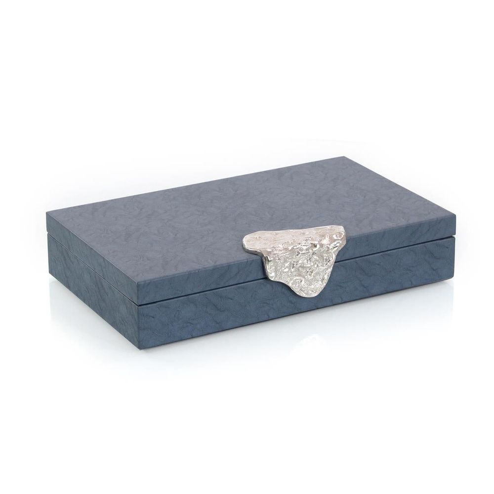 Boxes Gypsy Blue Leather Box I - Silver