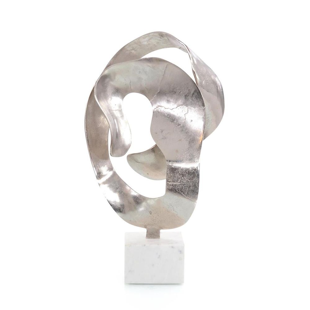 Decorative Objects Organic Looped Sculpture In Nickel - Off White,Silver