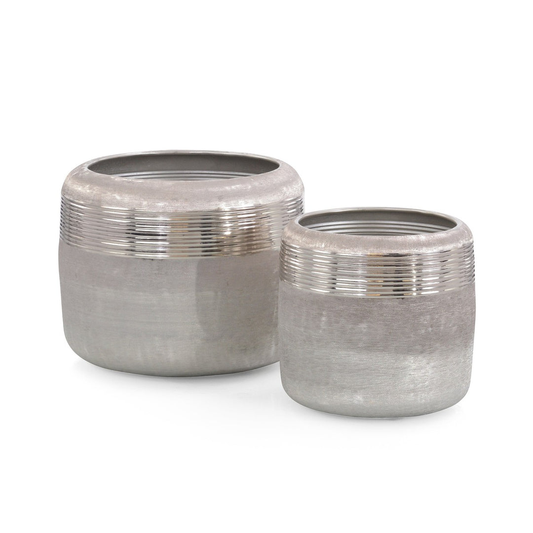 Ellery Ribbed Jars - Silver - Aluminum