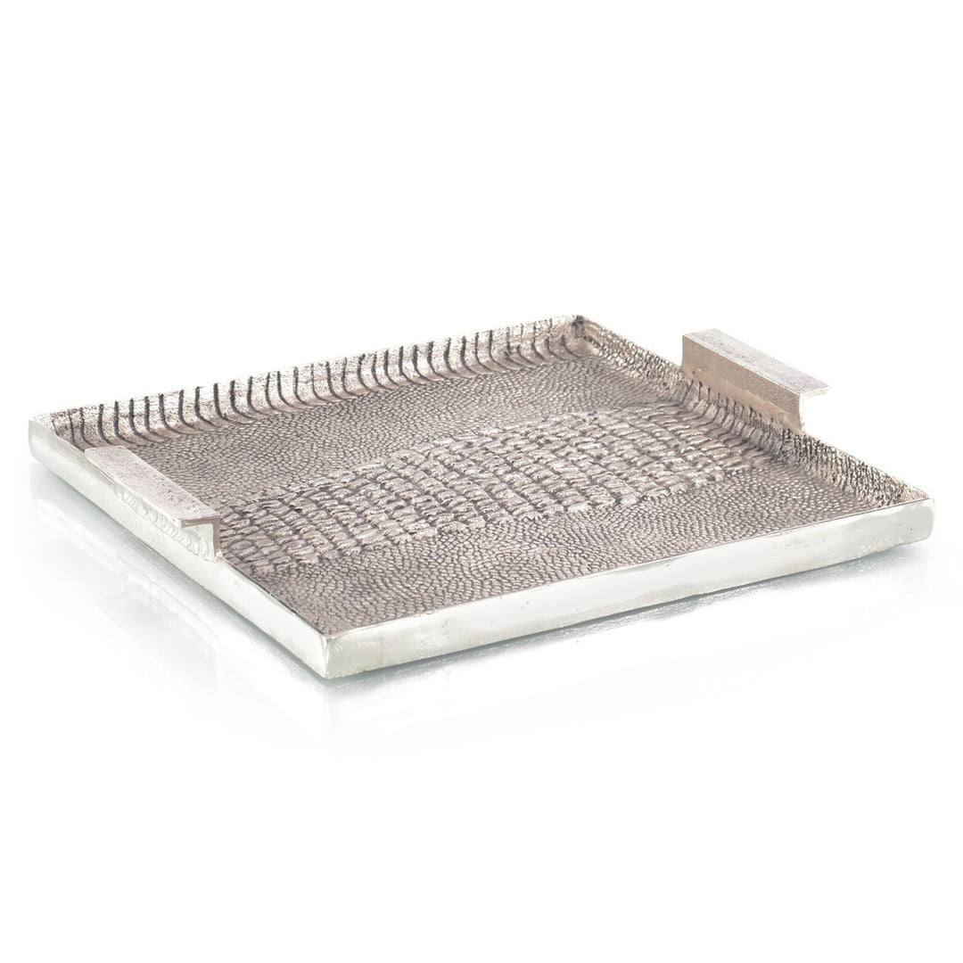 Grayson Textured Aluminum Tray I - Silver - Aluminum