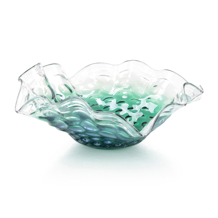 Camden Green Handblown Glass Bowl - Gray - Glass