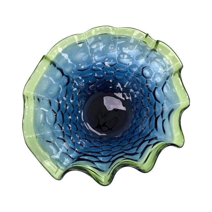 Royal and Emerald Handblown Glass Bowl