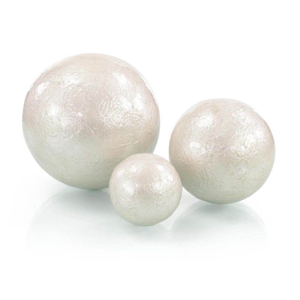 White Pearlized Balls, Set of 3