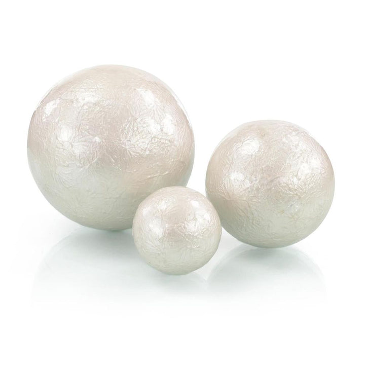 White Pearlized Balls, Set of 3