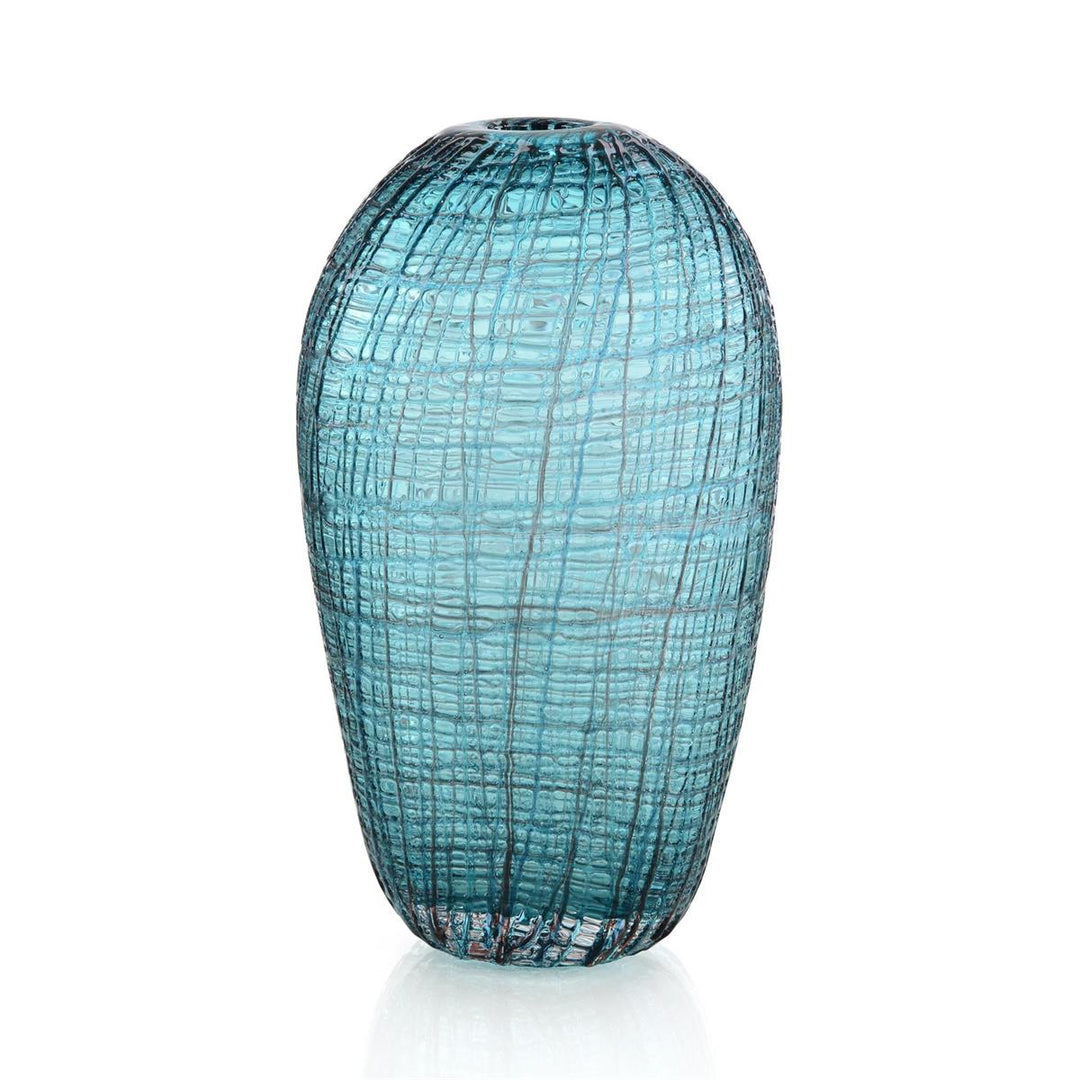 Slate Blue Glass Vase - Grey,White