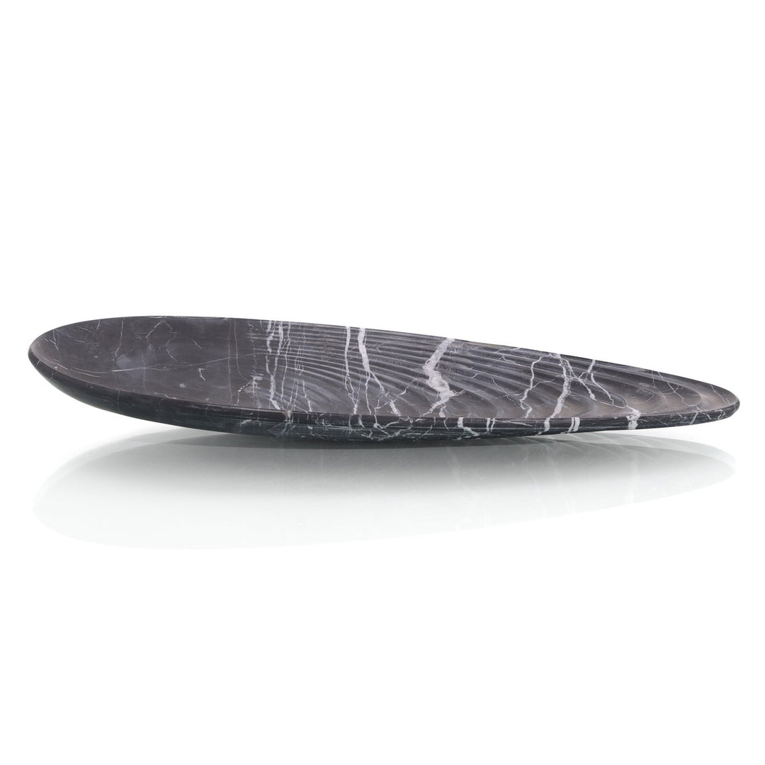 Camden Teardrop Black Marble Tray I - Black - Marble