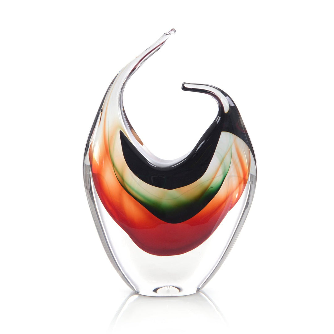 Alden Red/ Violet/ and Emerald Glass Sculpture I - Orange - Glass