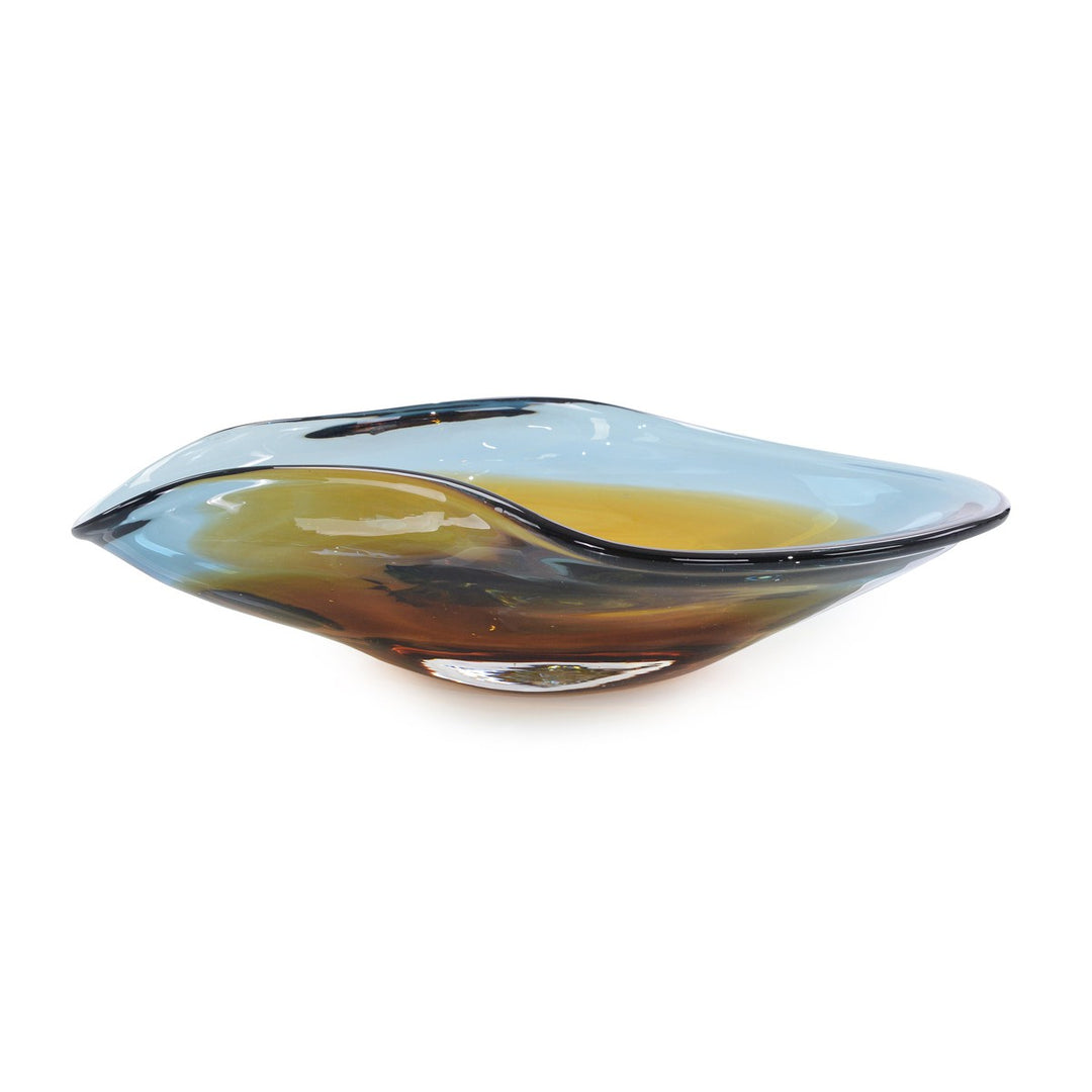 Classic Dark Blue and Amber Curved Bowl - Orange