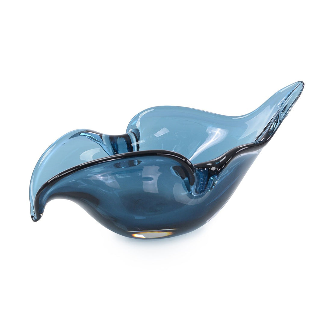 Luminous Abstract Sapphire Glass Bowl I - Blue