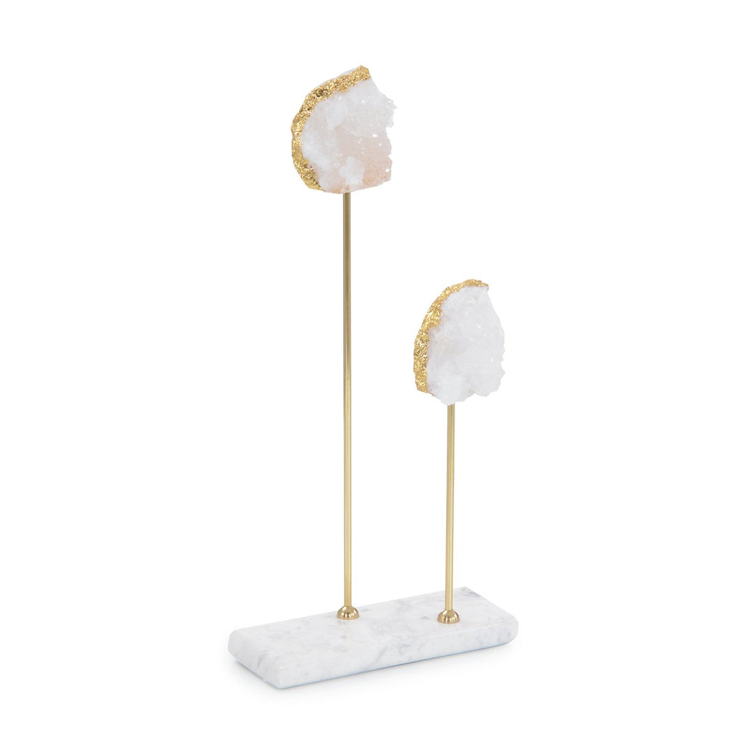 Solis Quartz Sculpture - White - Brass