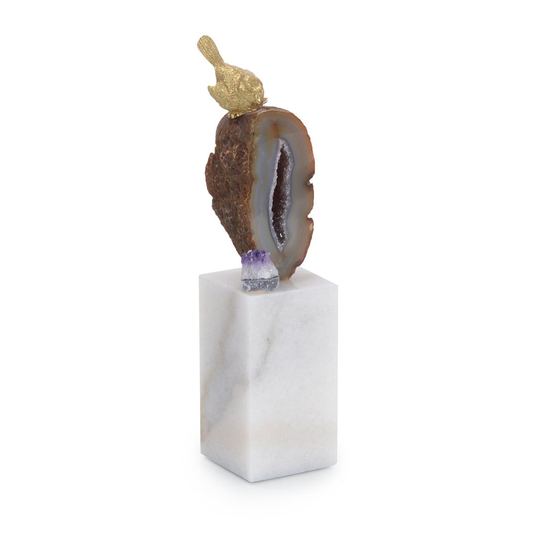 Camden Bird and Geode Sculpture I - Purple - Stone