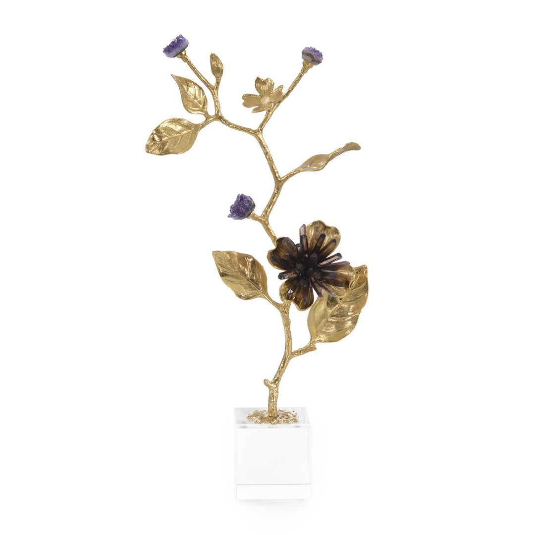 Lysander And Brass Branch Sculpture - Purple - Stone