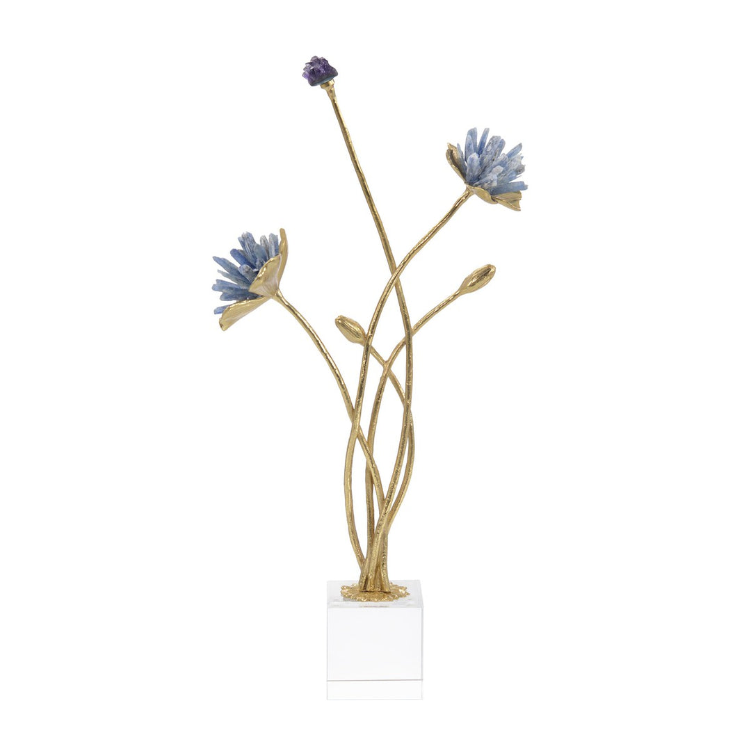 Ellery Floral Sculpture - Blue - Brass