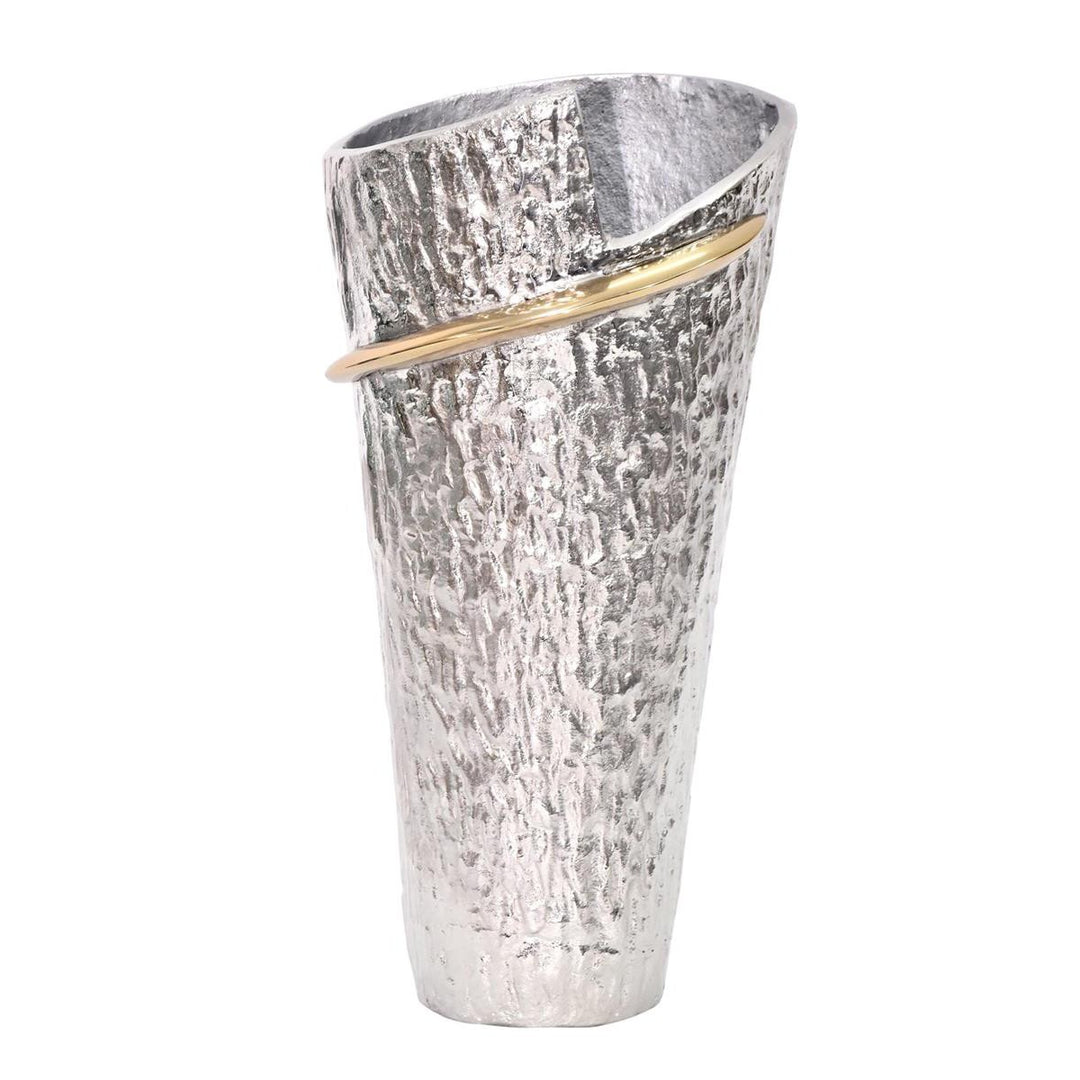 Textured Nickel And Brass Vase