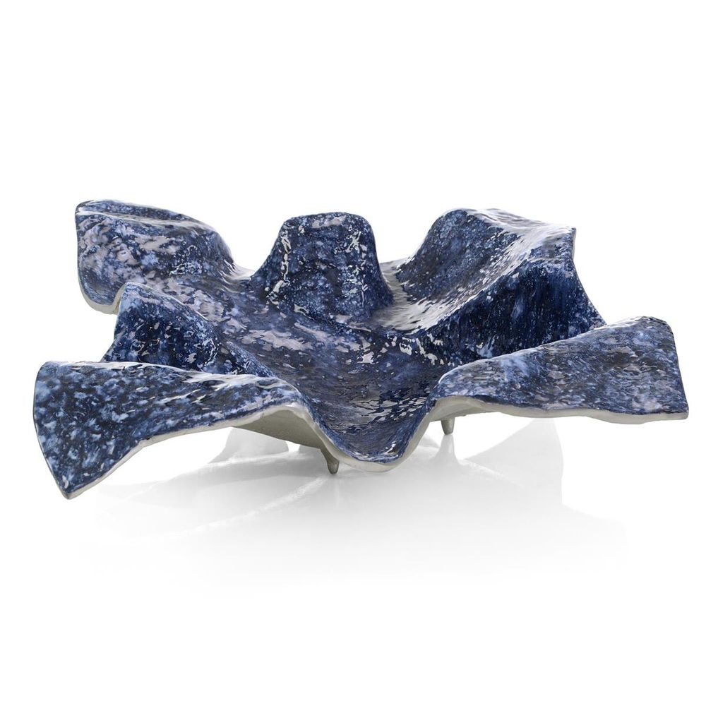 Bowls Draped Fabric Cobalt Blue Bowl - Blue, Silver