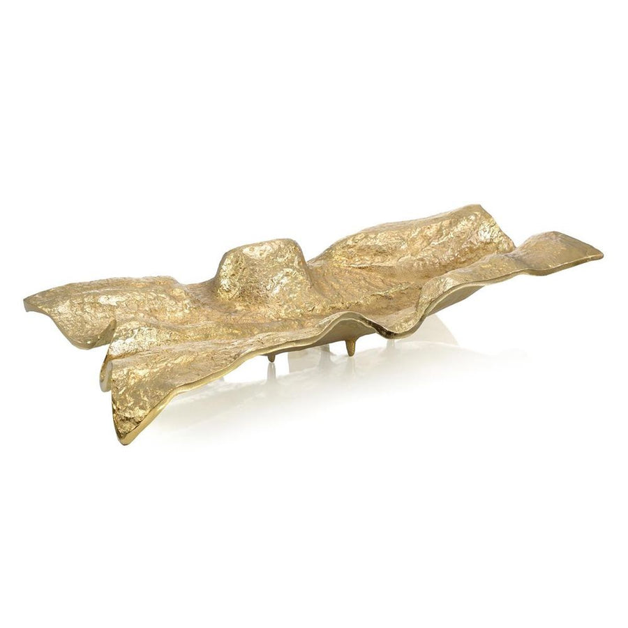 Bowls Draped Fabric Brass Rectangle Bowl - Gold