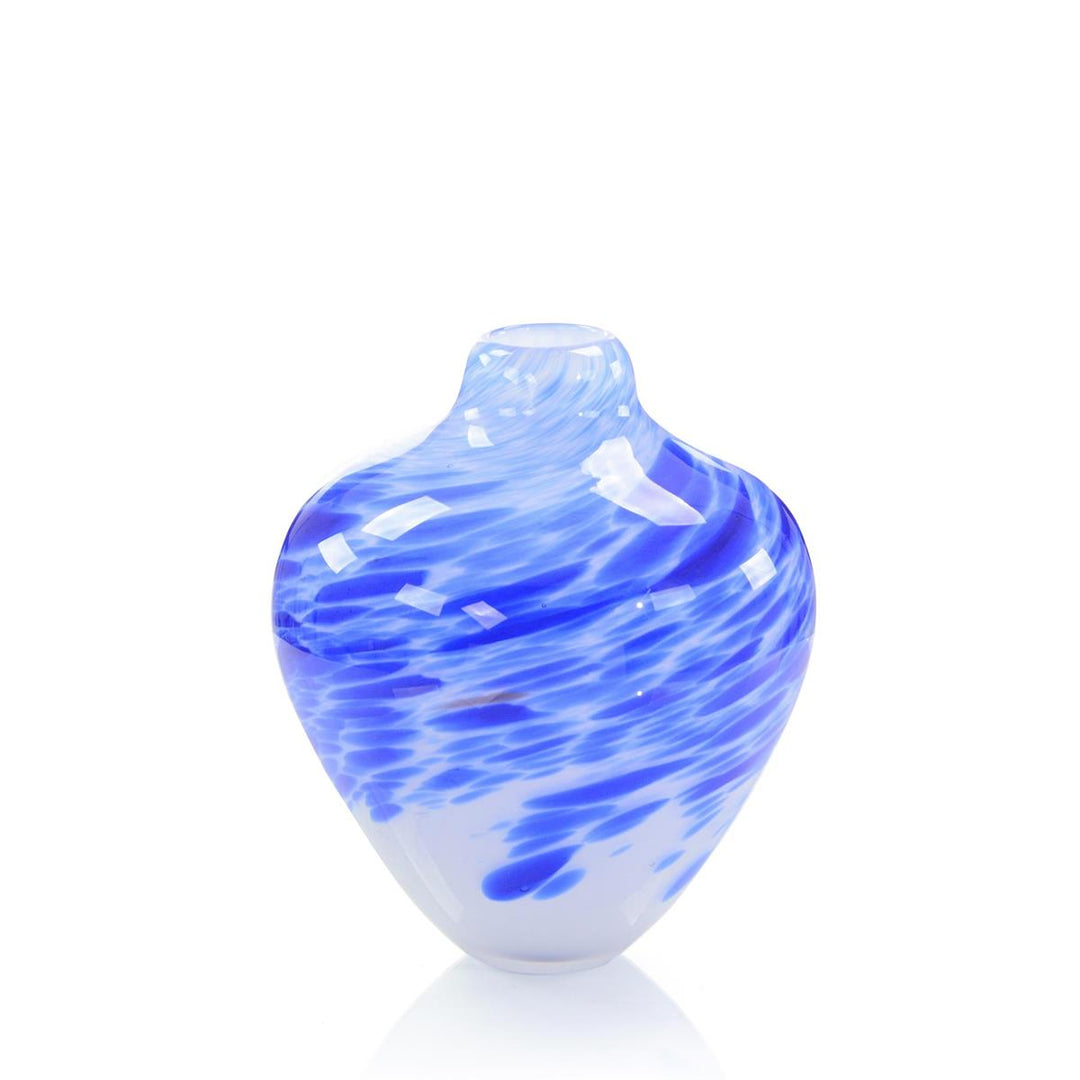 Whirls Of Royal Blue Glass Vase II - White