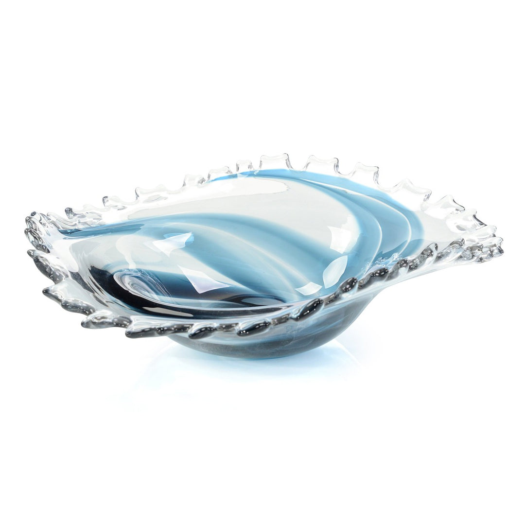 Charming Blue and Clear Glass Bowl - Blue