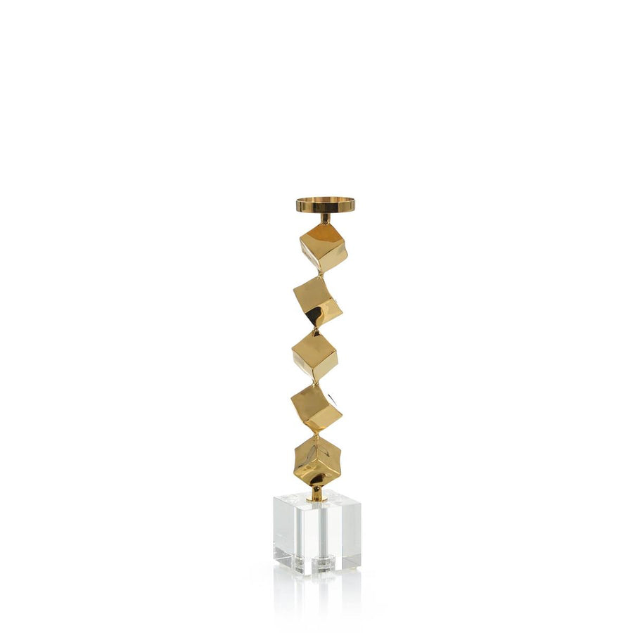 Mirror Brass Cubed Candleholder-John Richard-JR-JRA-13354-Candle HoldersSmall-1-France and Son