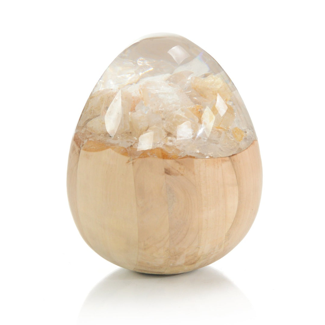 Ellery Resin, Wood Stone Egg - Tan - Calcite