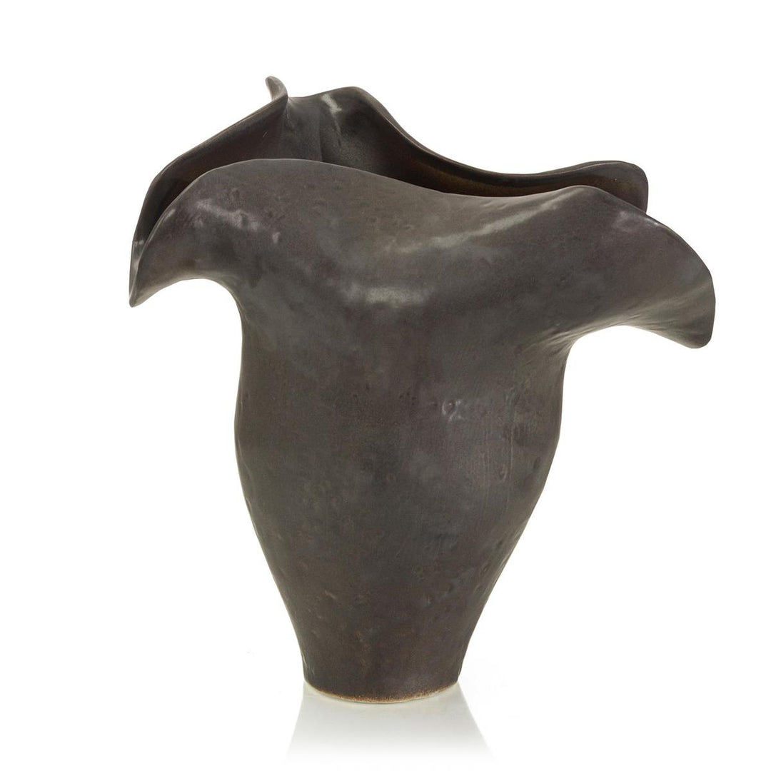 Charcoal Gray Porcelain Vase I - White