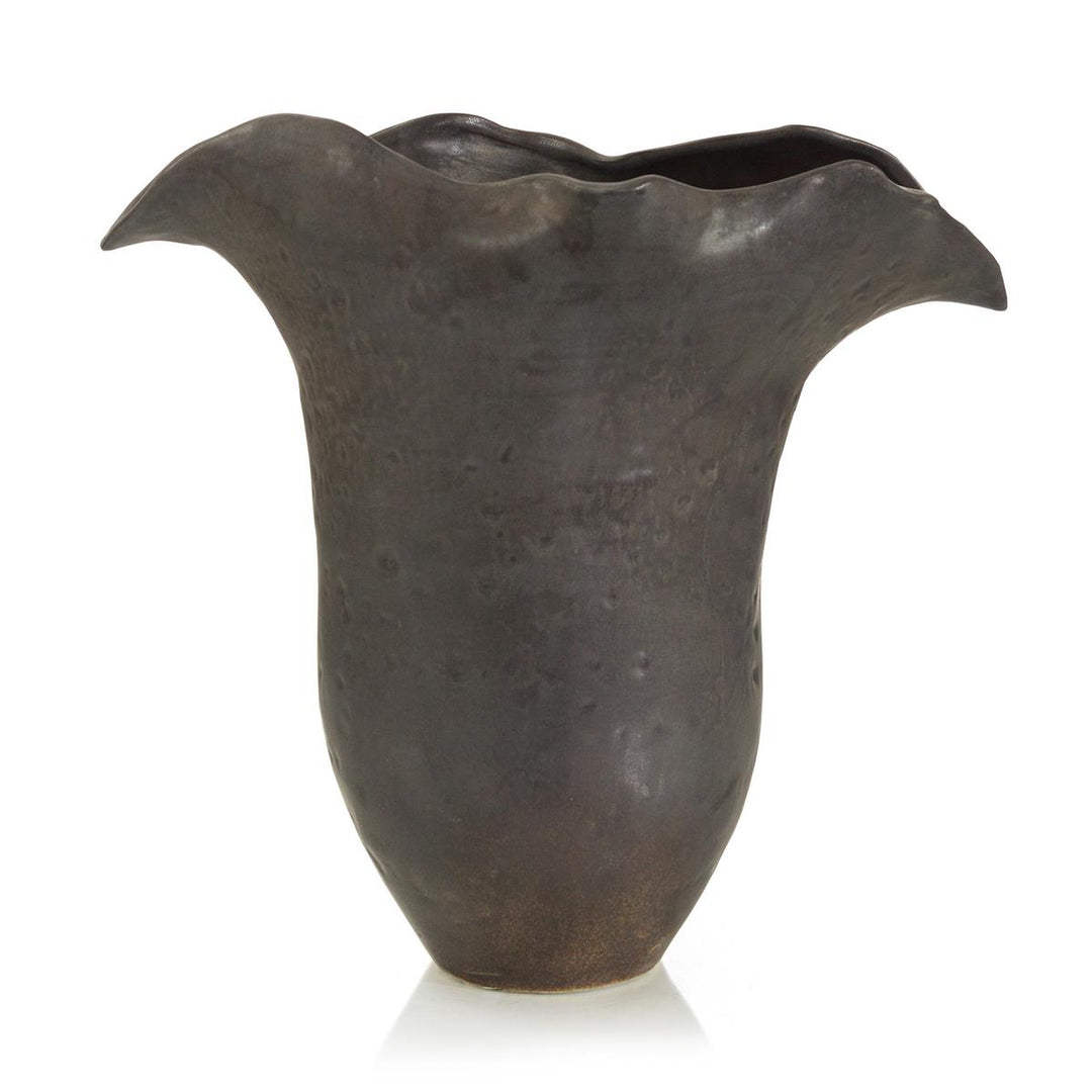 Charcoal Gray Porcelain Vase II - White