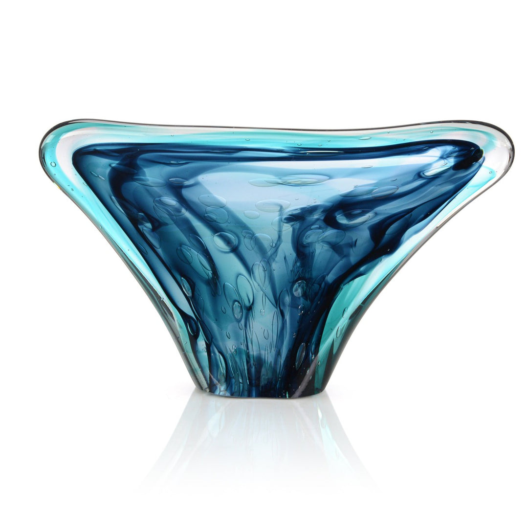 Solis Blue and Turquoise Handblown Glass Sculpture - Blue - Glass