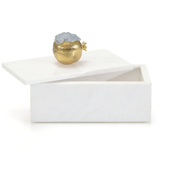 Alden Pomegranate and White Marble Box I - White - Marble