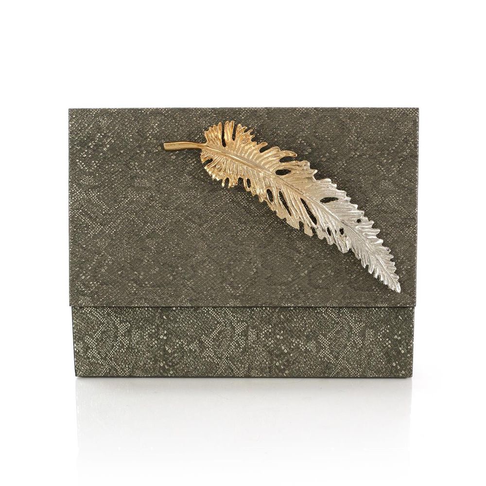 Boxes Feathered Vegan Snakeskin Box - Grey