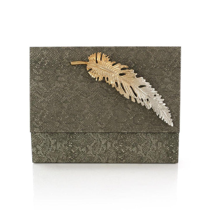 Boxes Feathered Vegan Snakeskin Box - Grey