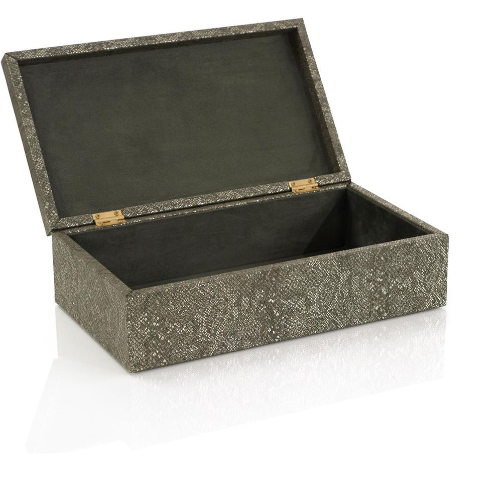 Boxes Feathered Vegan Snakeskin Box - Grey