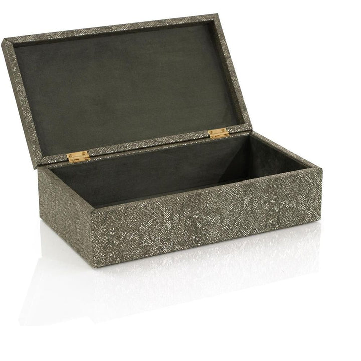 Boxes Feathered Vegan Snakeskin Box - Grey