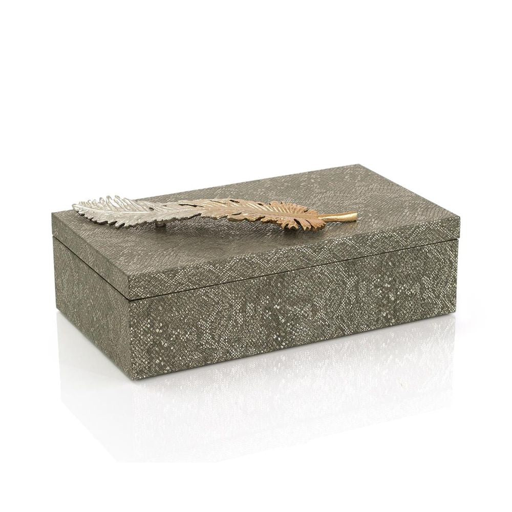 Boxes Feathered Vegan Snakeskin Box - Grey