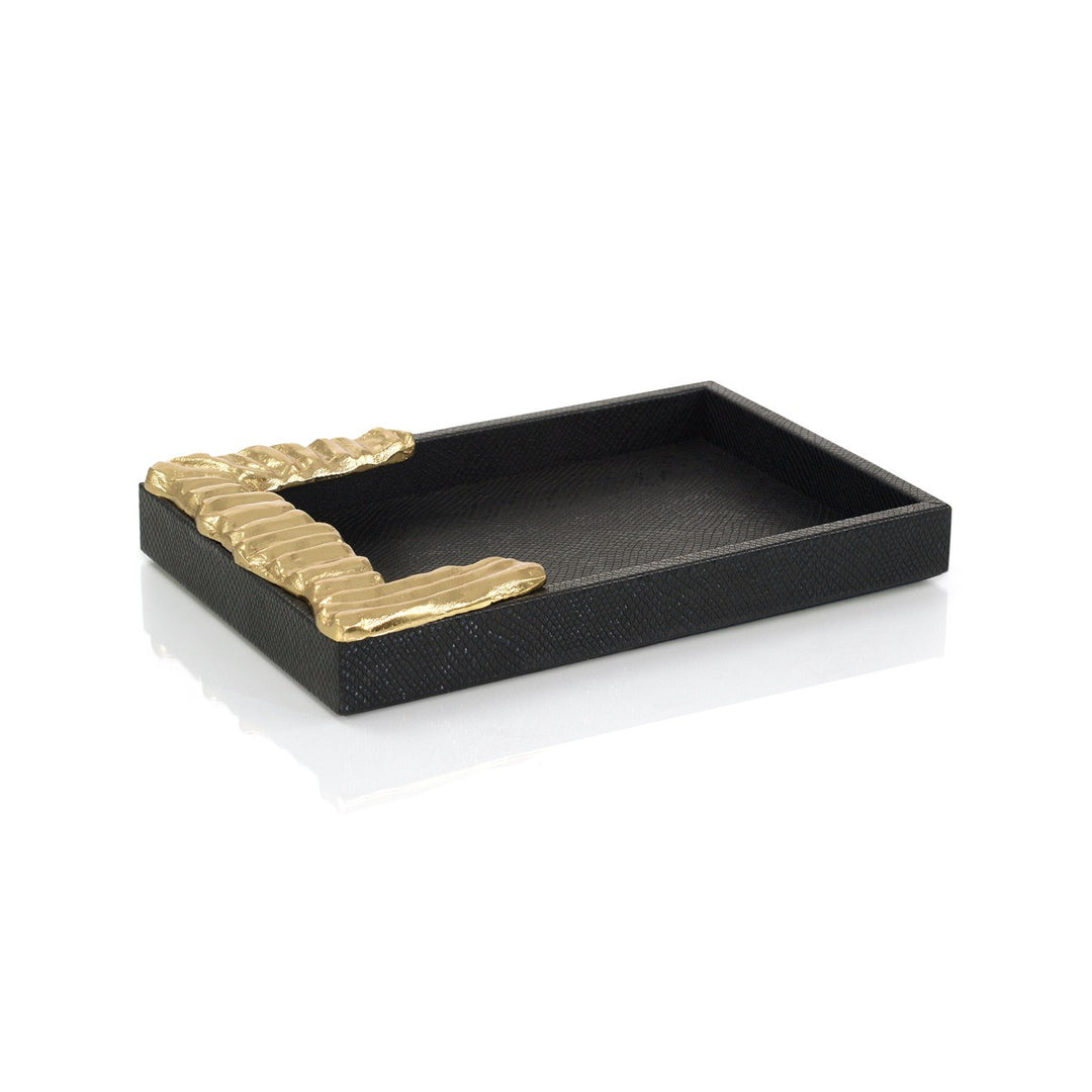 Dazzling Vegan Snakeskin Tray Small - Charcoal