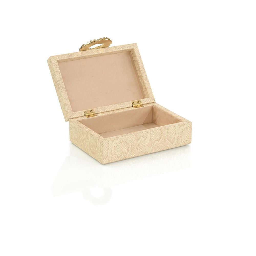 Boxes Dazzle Vegan Snakeskin Box Small - Off White