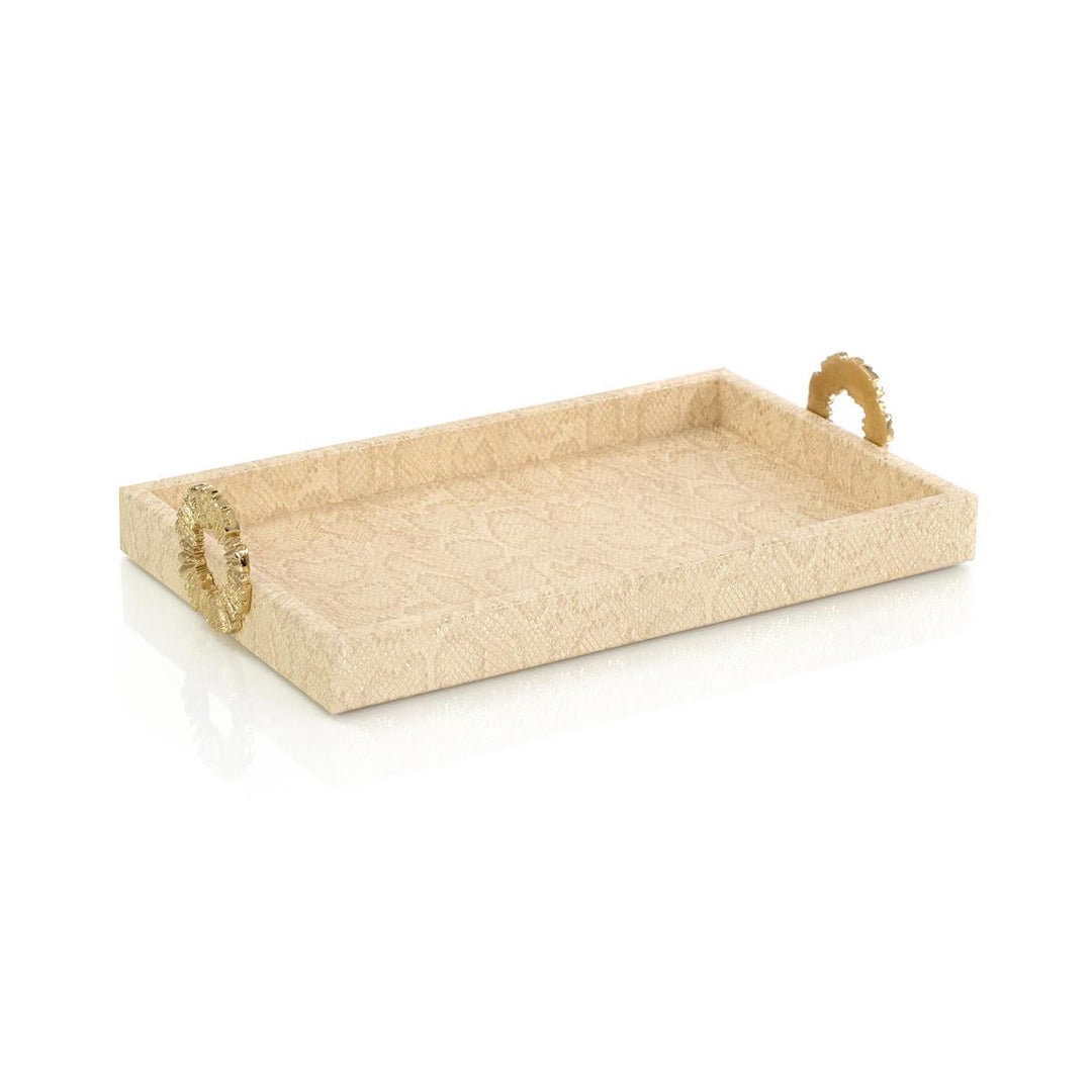 Sparkle Faux Snakeskin Tray Large - Off White