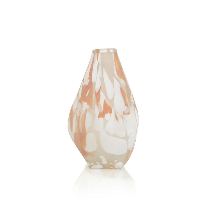 Rose Quartz Glass Vase Medium - Orange,White