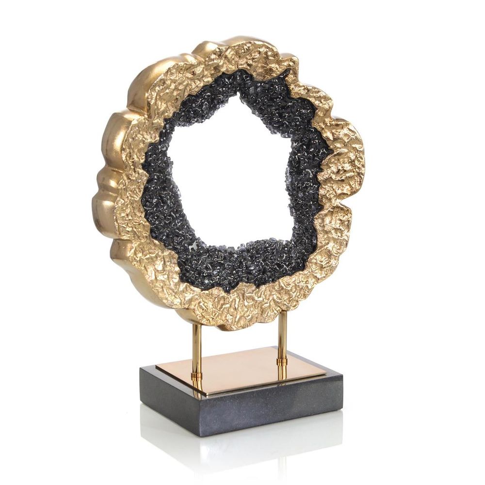 Decorative Objects Black Geode Sculpture - Blue, Clear, Gold, Silver