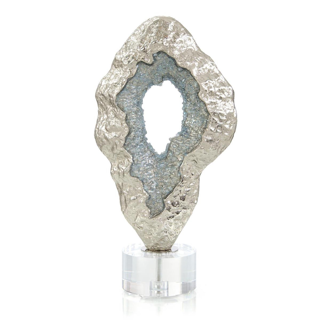 Shifting Blue Geode Sculpture - Blue,Clear,Gold,Silver