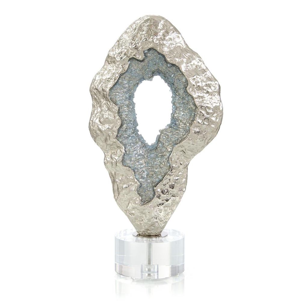 Decorative Objects Fluctuating Blue Geode Sculpture - Blue, Clear, Gold, Silver