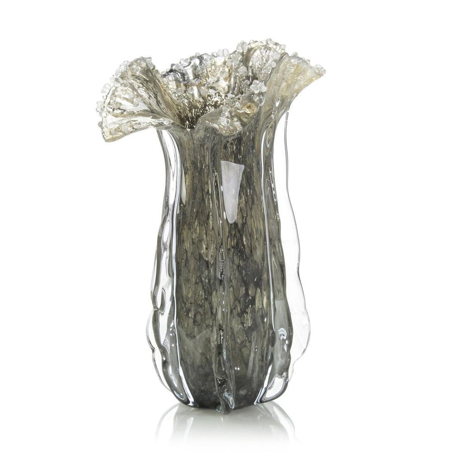Vases Grey Handblown Glass Eruption Vase I - Grey