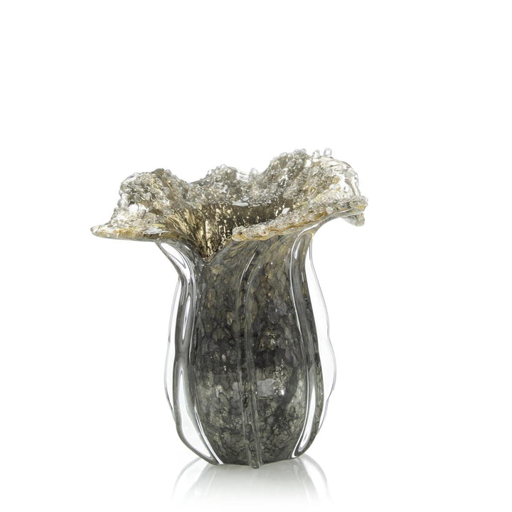 Grey Handblown Glass Surge Vase II - Grey