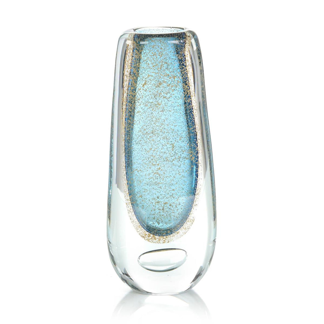 Vases Gold Flecked Blue Handblown Glass Vase I