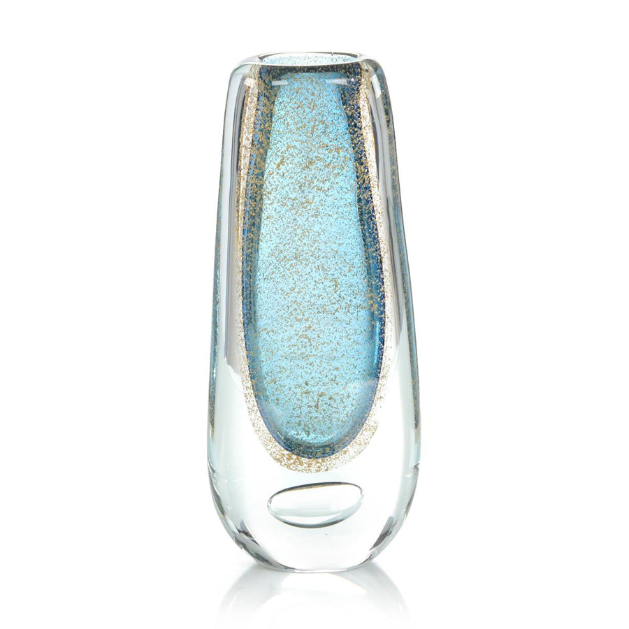 Vases Gold Flecked Blue Handblown Glass Vase I