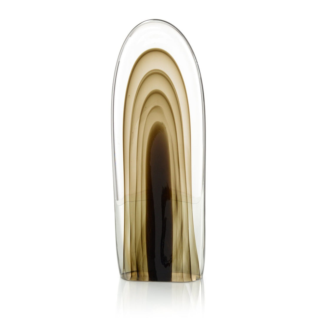 Sophisticated Brown Handblown Glass Sculpture I - Brown