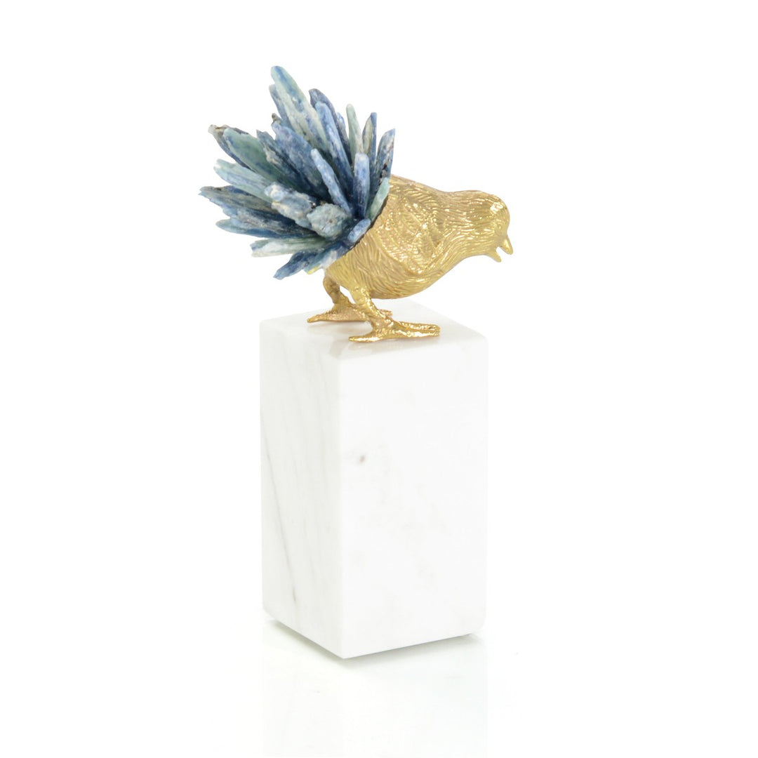 Ellery Bird and Cyanite Sculpture I - Blue - Brass