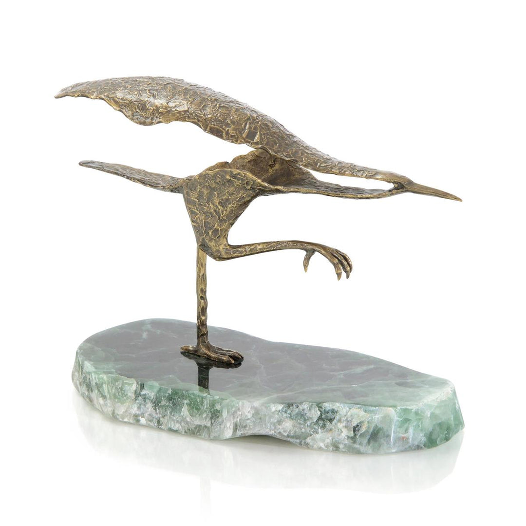 Bird Sculpture On Stone Iii - Brass,Gold