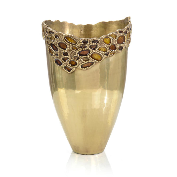 Embellished Brass Vase