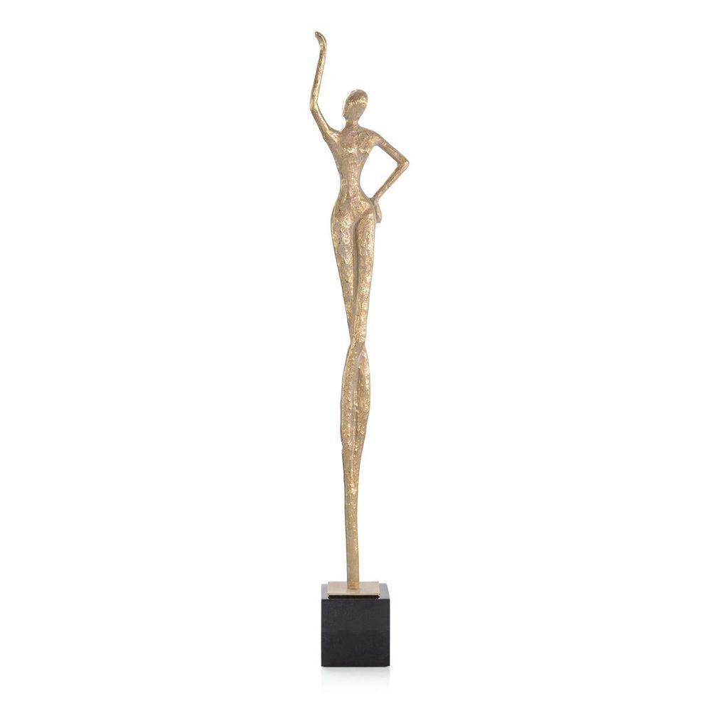 Decorative Objects Posing Female Gold Sculpture I - Beige, Black